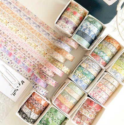 YUBX Flowers Washi Tape Set 60 Rolls Floral Patterns Decorative Skinny Blooms Masking Tapes for Arts, DIY Crafts, Journals, Planners, Scrapbook, Wrapping (Spring)