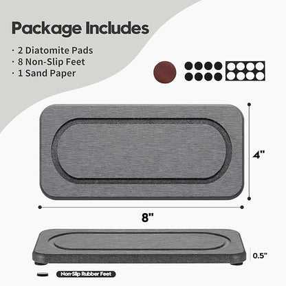 2Pack Diatomite Stone Coasters Water Absorbing Sink Tray