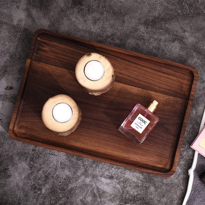Rustic Walnut Wood Serving Tray, 13"x9" Rectangle Platter, Tea/Coffee Table Tray, Kitchen Decor, Wood Dessert Cup & Vanity Tray for Jewelry