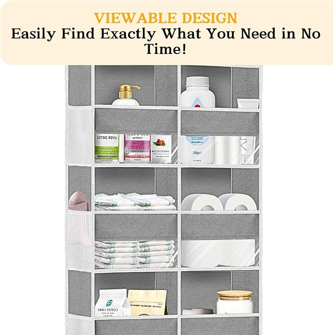 Over The Door Organizer, 5-Tier Extra Large Behind Door Storage