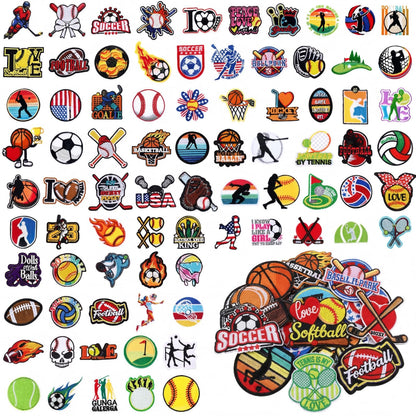 Janinka 100 Pcs Sports Iron on Patches Soccer Football Baseball Basketball Embroidery Applique Patches for Players Coaches Sports Lovers Fans Hats Clothes Jackets Jeans Dress Backpacks Bags Accessory