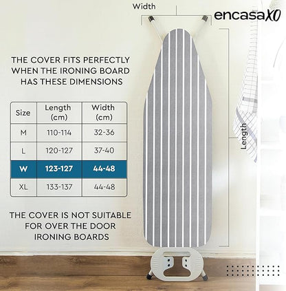 Encasa XO Ironing Board Cover and Pad 49"x18" - 4mm Felt Wide Iron Board Cover