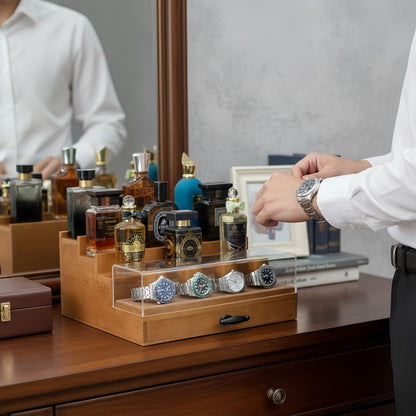 SeLuM Cologne watch organizer and white cologne organizer for men