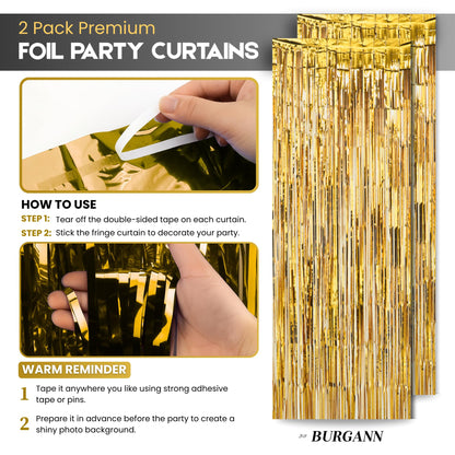 BURGANN Gold Birthday Party Decorations Set, White Silver Gold Balloon Garland Kit with Banner, Crown, Champagne Bottle, Foil Backdrop