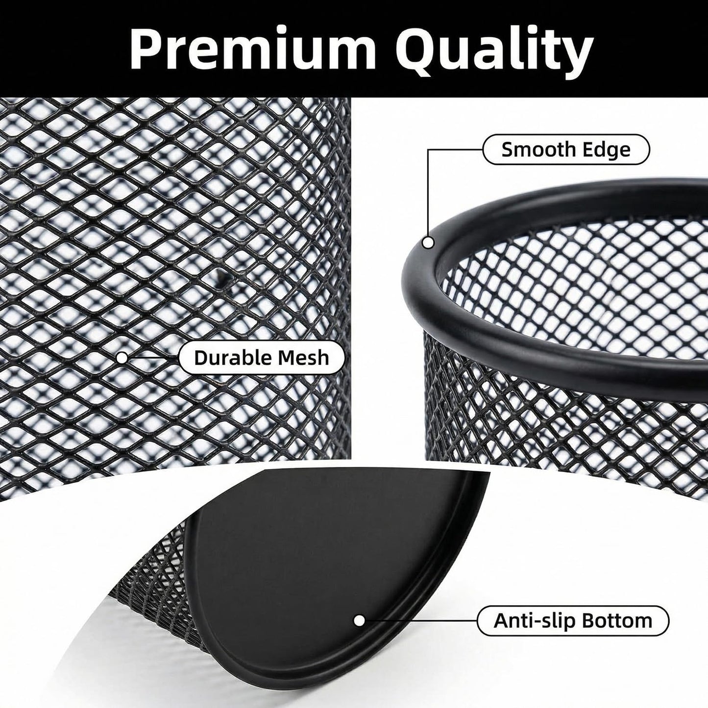 SNOW COOLER Pen Holder Mesh Pencil Holder Metal Pen Holder Pencil Holder for Desk Office Pen Organizer Black, 8 Pack