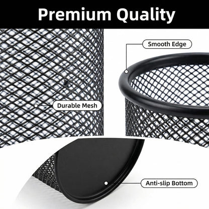 SNOW COOLER Pen Holder Mesh Pencil Holder Metal Pen Holder Pencil Holder for Desk Office Pen Organizer Black, 8 Pack