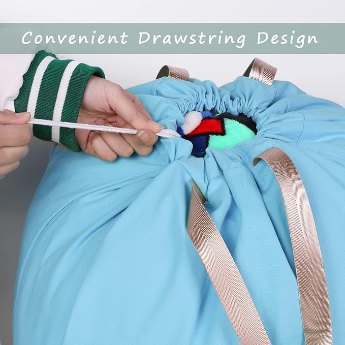 Cotton Canvas Laundry Bag with Handles & Drawstring Straps, Heavy Duty Extra