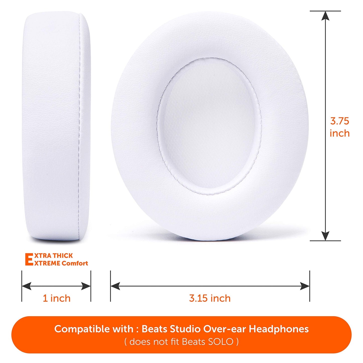WC Wicked Cushions Replacement Ear Pads for Beats Studio 2 & 3 (B0501, B0500) Wired & Wireless | Does NOT Fit Beats Solo | Softer PU Leather, Enhanced Foam & Stronger Adhesive | White