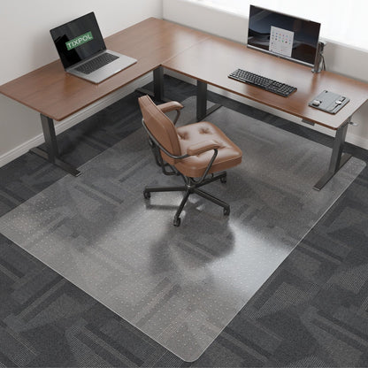 Office Chair Mat for Carpet, tixpol 46" x 60" Chair Mat for Carpeted Floors, Non-Slip Carpet Protector Floor Mat with Grips, Heavy-Duty Rolling Under Desk Mat for Home Office and Gaming (Clear)