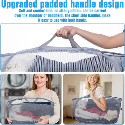 4 Pack Pop-Up Mesh Laundry Basket, Four Colors Pop Up Mesh Hamper, Open