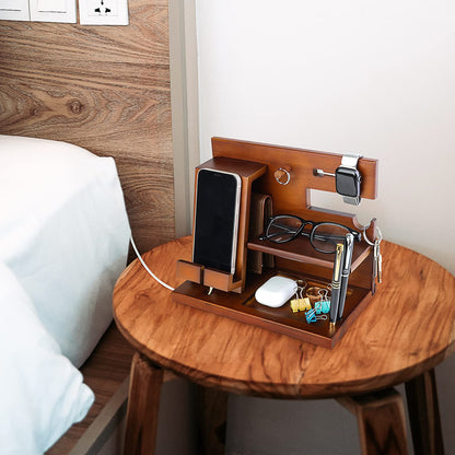 awofer Wood Docking Station For Men Personalized Gifts For Man Wooden Gifts For Husband Him Boyfriend Mens Anniversary Valentines Christmas Birthday Gift Engraved Phone Nightstand Organizer