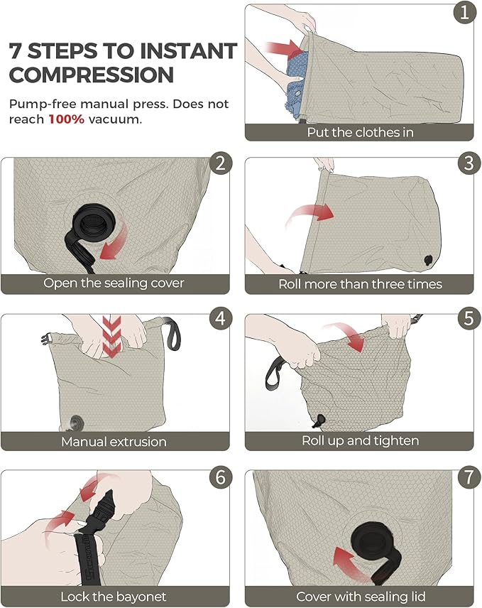 Travel Laundry Bag, Pump Free Vacuum Storage Bag Reusable Compression Dirty
