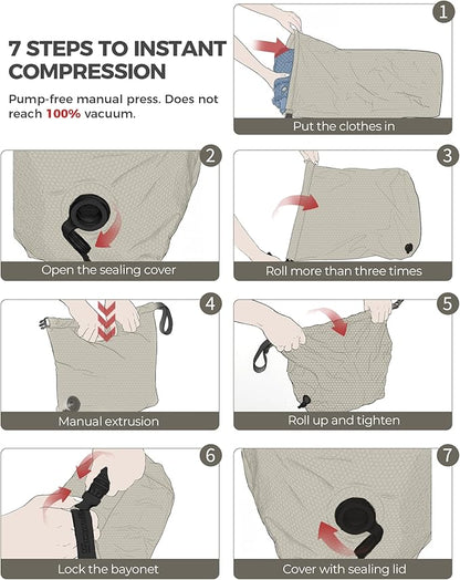 Travel Laundry Bag, Pump Free Vacuum Storage Bag Reusable Compression Dirty