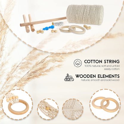MIGO Creates DIY Macrame Kit for Beginners with 9 Macrame Projects Ebook, 115 Pcs Macrame Supplies & 220yd Cotton Yarn | Create Unique Bohemian Decor Craft Projects! Perfect DIY Crafts for Adults!