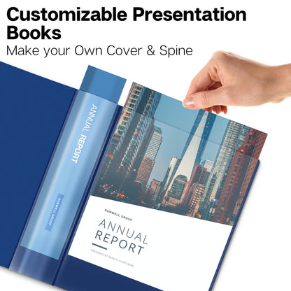 Dunwell Presentation Binder 48-Pocket, Displays 96 Pages, 8.5x11 Portfolio Binder with Plastic Sleeves, Storage and Organizer for Documents, Photos, Kids Artwork, Projects, Recipes (Blue)