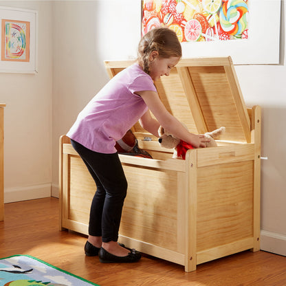 Melissa & Doug Wooden Toy Chest - Light Wood Furniture for Playroom, Blonde Kids Toy Box, Wooden Box Storage Organizer, Children's Furniture Chest