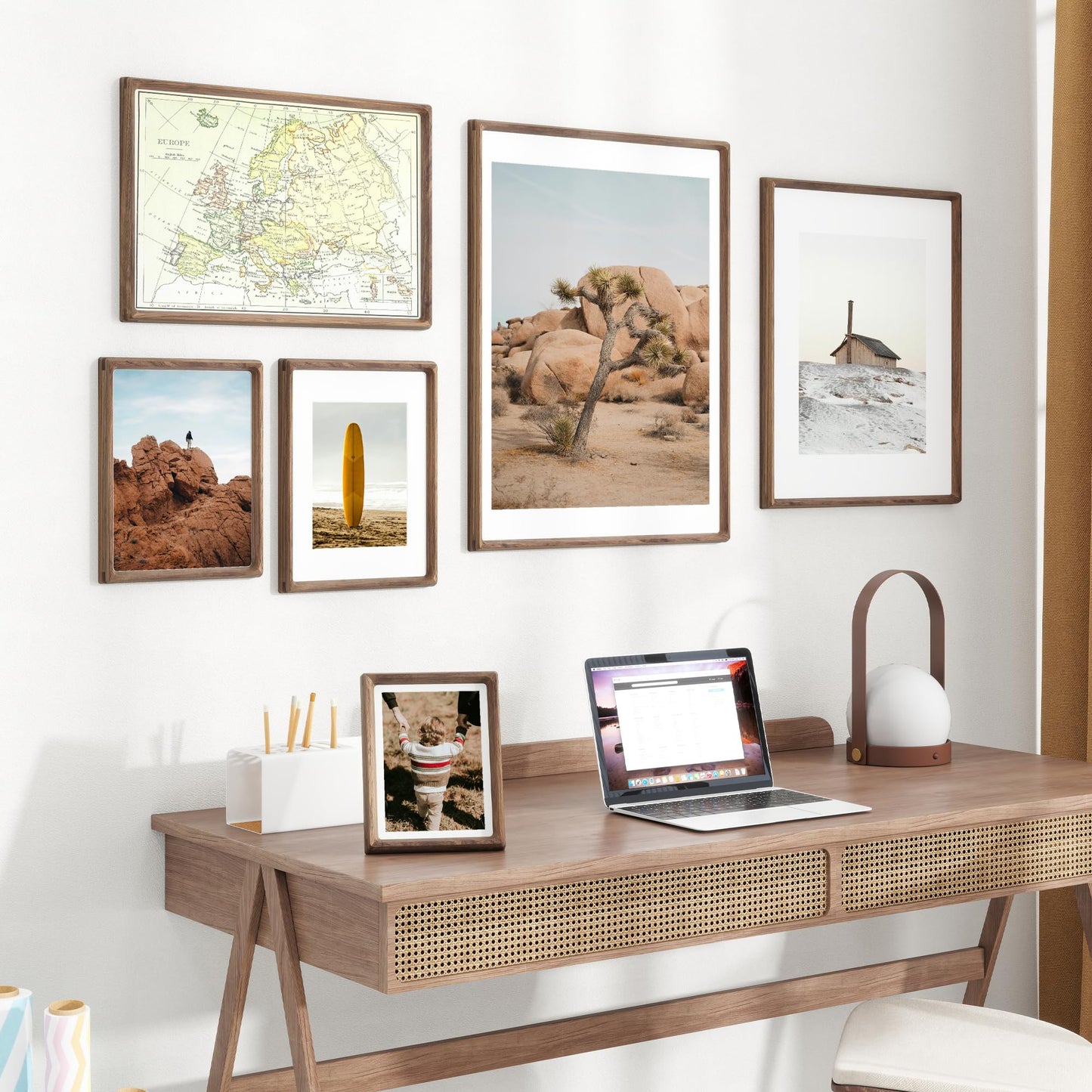 Dreamland 8x10 Picture Frame, USA-Sourced Walnut Wood Photo Frames with HD Tempered Glass, 8 x 10 Wooden Frame Matted to 5 x 7, 8x10 Frames Handcrafted Rounded Corner for Tabletop or Wall Display