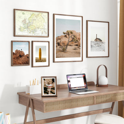 Dreamland 8x10 Picture Frame, USA-Sourced Walnut Wood Photo Frames with HD Tempered Glass, 8 x 10 Wooden Frame Matted to 5 x 7, 8x10 Frames Handcrafted Rounded Corner for Tabletop or Wall Display