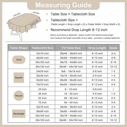 Wolkemer Oval Tablecloth 60 x 102 Inch Washable Fabric Table Cloth Solid Ivory Table Cover for Dining Wedding Party Banquet Tabletop Decoration