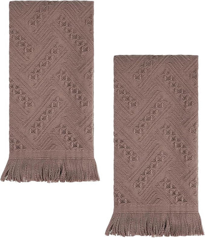 YoulerTex Luxury Decorative Hand Towels Bathroom: 2 Packs 14X30 100% Cotton
