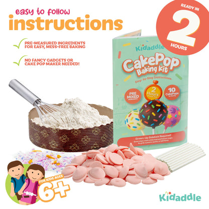 Kidaddle DIY Cake Pop Kit – Unicorn | Baking Kit with Premeasured Ingredients, Decorating Supplies | Made in USA | Certified Kosher | Christmas Gift