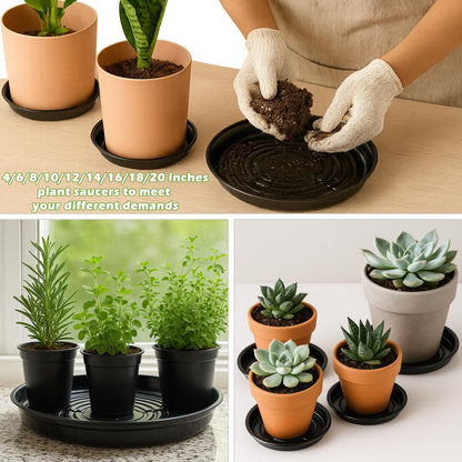 30 Packs 20" Extra-Large Plant Saucers for Indoor Outdoor Use Heavy Duty Plastic Plant Plate Dish for Planter Bulk Round Flower Pot Drip Trays to Catch Water 4 to 20 Inch, Black