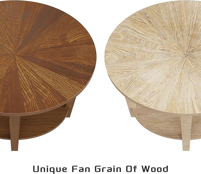 Solid Wood Oval End Table, Farmhouse Sofa Side Table, 2 Tier Beside Corner Table with Storage Shelf for Living Room, Bedroom Easy Assembly Walnut