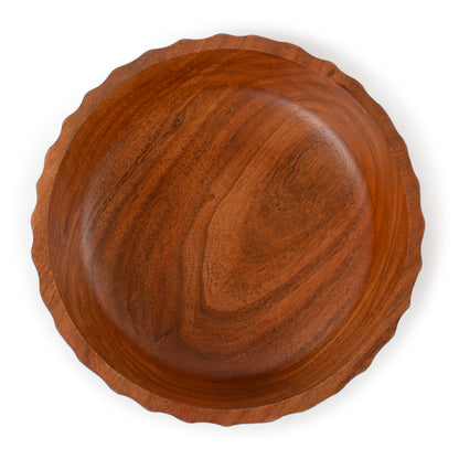 Luxe Designs Wooden Footed Bowl Handcrafted Decorative Fruit Bowl with Elegant Footed Base for Dining, Serving, and Home Décor – Perfect for Fruits, Snacks, and Centerpiece Display (Carved)