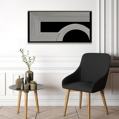 Abstract Wall Art Modern Canvas Art Wall Decor Minimalist Wall Art Geometric Line Canvas Artwork Print Paintings Black And White Wall Art Modern Picture For Bedroom Art Office Home Wall Decor 20"X 40"