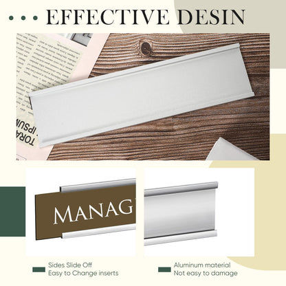 Leifide 24 Pack Name Plates for Doors, 2 x 8 Inches Aluminum Office Name Plate Holder for Wall, Meeting Room, Office, Business Department, Desk, Warning Area