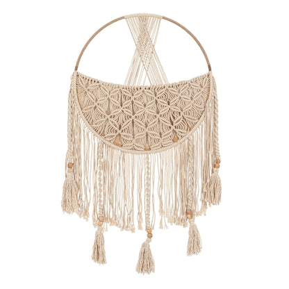 Crane Baby Charlie Farmhouse Macramé Boho Toy Bin with Tassels, Hanging Basket Nursery Decor, Stuffed Animal Storage, Wall Organizer for Playroom, Boho Baby Room Decor& Kids Room Organization