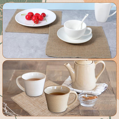 36 Pcs 10 x 10 Inches Burlap Jute Squares Finished Edges Square Fabric Farmhouse Burlap Placemats Bulk for Home Party Wedding Table Cover Centerpieces Craft Supplies