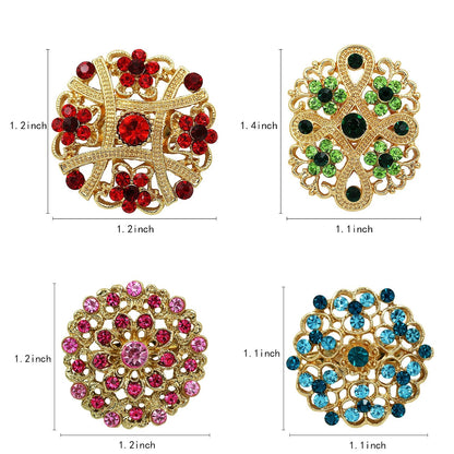 WeimanJewelry Silver/Gold Plated 12pcs Crystal Rhinestones Flower Brooch Pins DIY Wedding Bouquets Kit