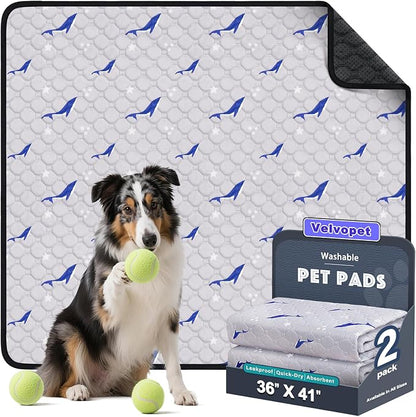 Washable Pee Pads for Dogs, 2 Pack Puppy Pads, Super Absorbent & Leakproof with Anti-Slip Bottom for Dog Training, Crates, Car, Pet Pee Pads, and Furniture Protection,36"x41"