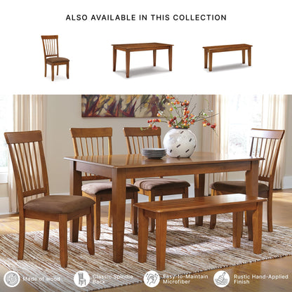 Signature Design by Ashley Berringer Dining Chairs Set of 2, Classic Wood Spindle-Back Design, Cushioned Microfiber Seat, Rustic Finish for Kitchen & Dining Room Chair, Walnut