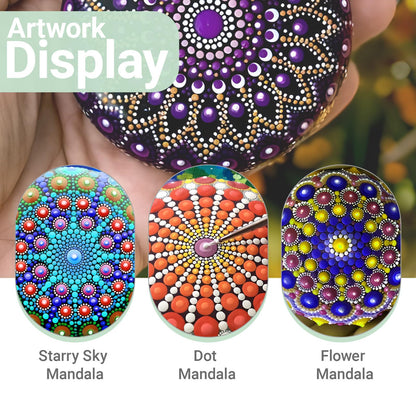 Mandala Rock Painting Arts and Craft Kit for Adults Women - 35 PCS Mandala Dot Art Kit - Large Wooden Rocks with Stencils, Acrylic Paints, Dot Painting Tools - DIY Relaxing and Creative Activity