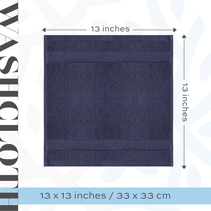 White Classic Luxury Cotton Washcloths 13x13 Inch