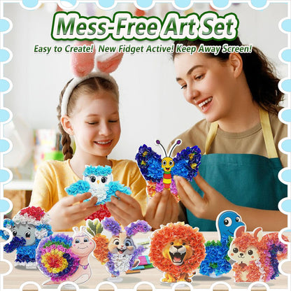 mom&myaboys Poke A Dot Art Kit - Animals Theme with Snail, Lion, Owl, Squirrel, Butterfly | No-Mess Sewing Craft for Kids Ages 4-8 | Creative Toys for Girls & Boys | Fun Gift for Birthday, Christmas