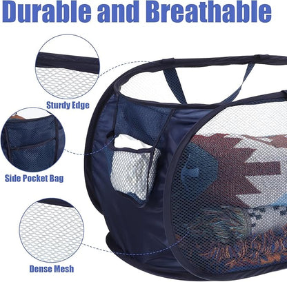 5 Pack Pop-Up Mesh Laundry Basket, 5 Colors Pop Up Mesh Hamper, Open Laundry