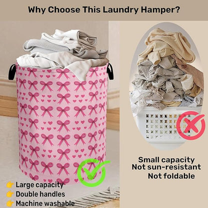 Pink Bow Laundry Hamper