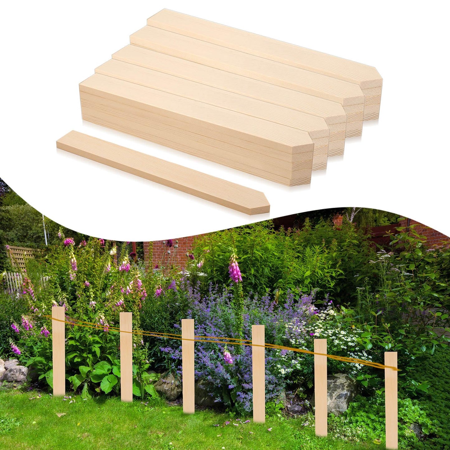30 Pack Wooden Garden Stakes 12 Inch Solid Wood Marking Stakes for Landscaping Plant Support Yard Layout Survey Fence and Boundary Identification