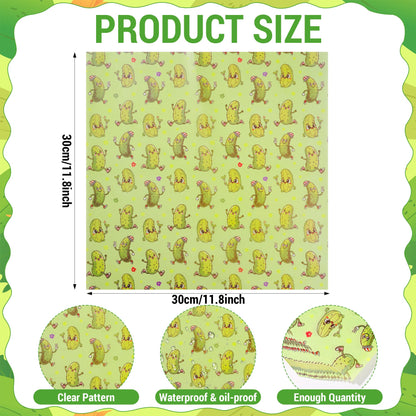 Pineraap 100Pcs Pickle Wax Paper - Funny Green Pickles Deli Food Paper, Green Pickle Parchment Oil Proof Food Basket Liners Wax Sheets for Snack, Sandwich, Food Baking, Picnic Dessert, 11.8” x 11.8”