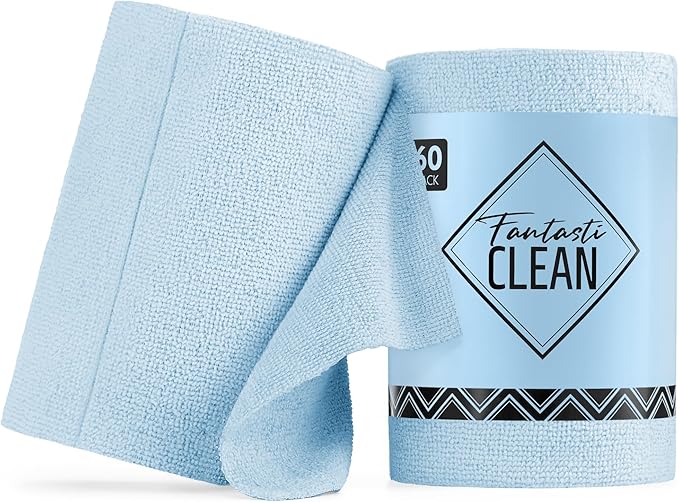 Fantasticlean Microfiber Cleaning Cloth Roll -60 Pack, Tear Away Paperless