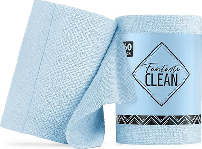 Fantasticlean Microfiber Cleaning Cloth Roll -60 Pack, Tear Away Paperless