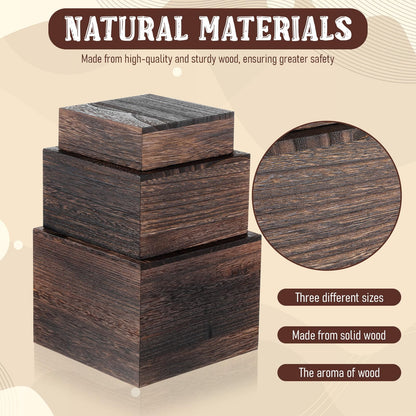 Xosjska 6 Pcs Vintage Brown Square Wooden Cake Stands, Rustic Wood Cake and Cupcake Stands, Table Wooden Stackable Display Stand Box for Catering Dessert Collectibles Jewelry Figures Show
