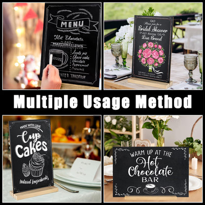 BOUBONI 3 Packs Small Chalkboard Sign 5.1x7.9 Inch With Wood Base - Double-Sided Message Boards Menu Stand for Kitchen, Wedding, Bar and Restaurant