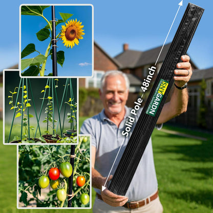 Garden Stakes 48 inch 20 Pack 0.27" Dia Solid Glassfiber Plant Support Rod Tomato Trellis Stakes (Black)