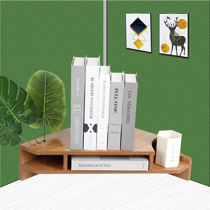 KUAIYU Triangle Monitor Stand Riser, Wooden Triangle Desktop Computer Stand with Office Organization, Walnut Color