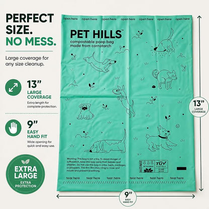 Heavy Duty Compostable Dog Poop Bags – 120 Count, Extra Thick 20 Micron, Leakproof & Unscented, Fits All Dispensers, Plant-Based Cornstarch, TÜV OK Compost HOME Certified