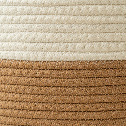 MANYOND Blanket Basket 58L, Woven Laundry Hamper Tall Laundry Basket with Boho Wooden Tassels, Large Cotton Rope Storage Basket for Blankets Pillows Toys, Living Room Nursery Bedroom Decor